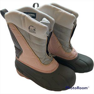 Sorel Big girl size 4 Pink Gray snow patrol boots zip 9.5" tall